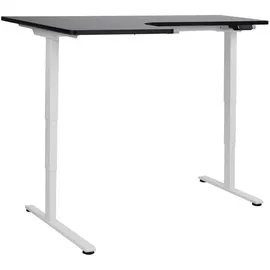 Beliani Schreibtisch Links Schwarz u. Weiß Melamin L-form 160x59 cm mit Metallgestell Elektrisch Höhenverstellbar Büro Steh-sitz-tisch Stehtisch