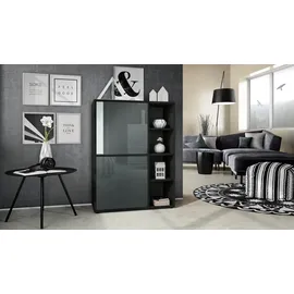 Vladon Highboard 79 x 105,5 x 35,5 cm Schwarz matt/Grau Hochglanz