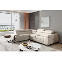 Fun Möbel Couchgarnitur JADE Stoff Beige mit Schlaffunktion Ottomane Links - Beige