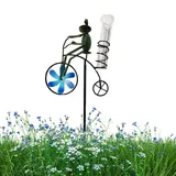 Tier-Regenmesser für den Außenbereich,Wettermesser für den Außenbereich, Vintage Frösche auf Zyklus Windskulpturen Wasseranzeige, Regenmesser für Gärten, Höfe, Zäune, Rasen, Terrassen