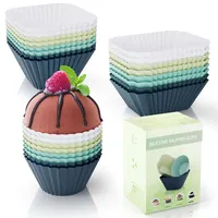 Huoberr Muffinform Silikon,BPA-Frei Wiederverwendbare Silikon Muffinförmchen,24 Stück Silikon Backformen