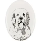 Clumber Spaniel - Gedenktafel mit einem Foto eines Hundes, Grabplatte mit Druck, personalisierte ovale Platte der Marke Art-Dog