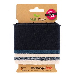 Albstoffe Bio-Strickbündchen "Cuff Me" mit Glitzer, marine/weiß/blau, 1,4 m
