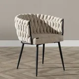 Bronx71 Esszimmerstuhl River Chenille beige - Sitzhöhe: 46,5 cm Sitztiefe: 44 cm Sitzbreite: 47 cm Höhe: 72,5 cm Tiefe: 57 cm Breite: 63 cm