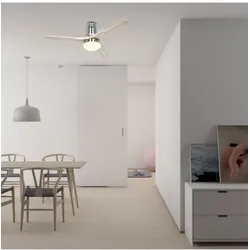 AERODYNAMIX ECO 112, Ventilator mit Licht Nickel und helles Holz, CasaFan