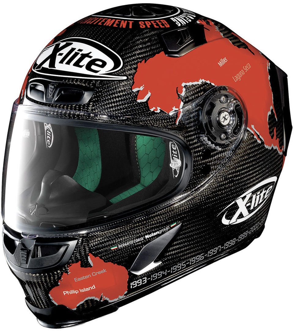 X-Lite X-803 Ultra Carbon Checa Helm, zwart-rood, L