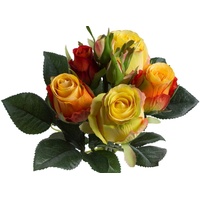 Botanic-Haus künstlicher Rosenstrauß mit 5 Rosen und 3 Knospen«, (orange-gelb-rot)