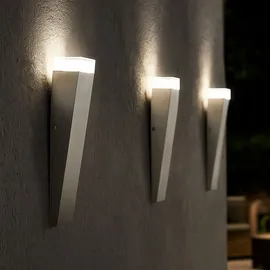 ETC Shop Außenwandlampe Wandleuchte Wandlampe, Fackel Eingangsbereich Terrasse, IP44, Edelstahl silber, HxBxT 30,5x7,5x8,5cm, 6er Set