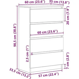 vidaXL Sideboard 60 x 98,5 x 35 cm Weiß