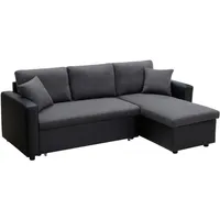 vente-unique Ecksofa mit Schlaffunktion gazur - Stoff & Kunstleder - Ecke wechselbar - Anthrazit & Schwarz