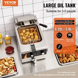 Vevor kommerzielle Fritteuse 3000 W 5,9 l Silber