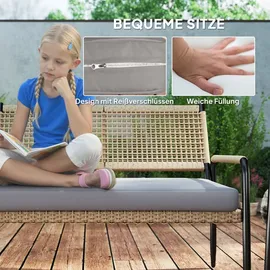 Outsunny Gartenmöbel Set aus Polyrattan Lounge-Set mit 2er Sofa Sessel Glastisch - Dunkelgrau