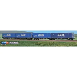 A.C.M.E. AC45111 H0 4-teilg. Set Containertragwagen Typ Sggmrss GTS - Barilla, privat, Ep. V-VI