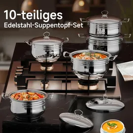 Homelux Edelstahl Topf-Set 10-tlg. 22 cm + 24 cm + 26 cm + 28 cm + 30 cm