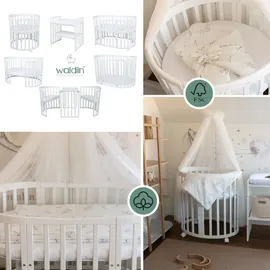 Waldin Babybett OWAL Kinderbett 7in1 mit Matratze, mitwachsendes Kinder-Bett