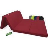 Beautissu Klappmatratze Gästebett klappbar 120x195 cm Faltmatratze Gästematratze faltbar Reisematratze Klappbett Gäste Matratze – Campix Camping Matratze Tragegriff Bodenmatratze waschbar Dunkelrot