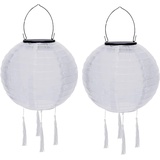 Yeehliny Solar Lampions Außen Wetterfest Solarlampiongs Outdoor Hängend Solar Lampion mit Quasten, 30cm Papierlaterner Aus Nylon, Solar Laterne Solarlampen für Außen Garten Balkon