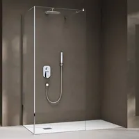 Duschwand Walk-In Dusche Duschtrennwand 120x90cm mit rechteckigem Stabilisator Bremen-L 01K Eckdusche aus 8mm ESG-Sicherheitsglas Klarglas inkl.