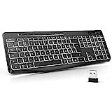 TECURS Tastatur Kabellos Gaming PC- Leise Tastatur QWERTZ Weiß Beleuchtet Ergonomisch Wasserdicht, 2.4Ghz Led Keyboard für Windows/Mac/PS4/Xbox mit Multimedia-Tasten Schwarz