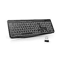 TECURS Tastatur Kabellos Gaming PC- Leise Tastatur QWERTZ Weiß Beleuchtet Ergonomisch Wasserdicht, 2.4Ghz Led Keyboard für Windows/Mac/PS4/Xbox mit Multimedia-Tasten Schwarz