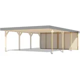 Karibu Rückwand für Leimholz Doppelcarport naturbelassen