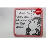 Sheepworld - 45455 - Untersetzer Nr. D5, Schaf, ... damit Du weißt, DASS ich Immer an Dich denke!, Kork, 9,5cm x 9,5cm