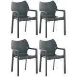 CLP 4er Set Gartenstühle Diva mit Armlehne dunkelgrau