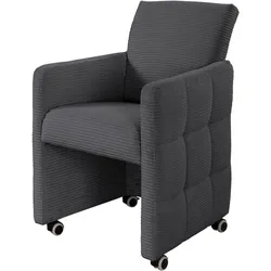 Esszimmersessel EXXPO - SOFA FASHION "Barista, Loungesessel auf Rollen mit hoher Bodenfreiheit", blau (antrazith), B:64cm H:90cm T:72cm, Sessel