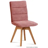 58 aufm Kessel Esszimmerstuhl Küchenstuhl drehbar (2er-Set) Dorle 47x92x60 Eiche geölt/Espresso (Lieferung bis Verwendungsstelle, 8 St), Stabiles Gestell aus Massivholz pflegeleichter Bezug aus Microfaser rosa