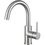 Crea Wasserhahn Küche, 360° Drehbare Küchenarmatur für Kleine Küche, Mischbatterie für Küche oder Bad, Armatur Küche mit Hohem Auslauf, Matt Schwarz