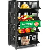 Novaliv Steckregal Kunststoff 4 Stück Schwarz