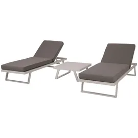 Möbilia Sitzgruppe Ecksofa Couchtisch grau/dunkelgrau