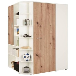 Eckschrank Young in Weiß/Eichefarben