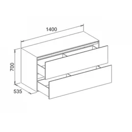 Keuco Sideboard Edition 11 140x70x53,5cm, m LED, Lac m, G anthr. kl