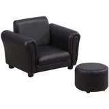 Homcom Kindersessel mit Fußhocker Holz Schwarz 54 x 42 x 41 cm