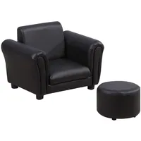 Homcom Kindersessel mit Fußhocker Holz Schwarz 54 x 42 x 41 cm
