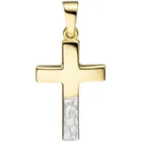 Kreuzanhänger JOBO "Anhänger Kreuzanhänger Kreuz Goldkreuz 20 mm", gelbgold 333, Schmuckanhänger, Damen, Gelbgold 333, 333 Gold bicolor diamantiert