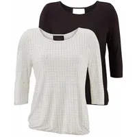 LASCANA 3/4-Arm-Shirt mit modischem Cut-out (2er-Pack) aus weichem Viskose-Stretch