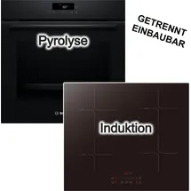 Bosch Backofen-Set Kochfeld Pyrolyse 3D Heissluft Induktion Booster Schwarz Touch Slider