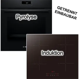 Bosch Backofen-Set Kochfeld Pyrolyse 3D Heissluft Induktion Booster Schwarz Touch Slider
