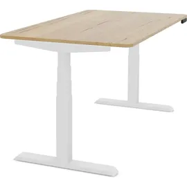 assmann büromöbel ASSMANN Elektrisch höhenverstellbarer Kinderschreibtisch JUNIOR Curved Eiche Natura Weiß, Memoryfunktion, Kollisionsschutz, 2-fach-Motorik - Braun