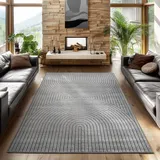SIMPEX Outdoor Teppich Wetterfest, Wohnzimmer, Schlafzimmer, Wintergarten, Kurzflor Grau, Hoch-Tief-Effekt, weich & waschbar, Outdoor geeignet, 160x230 cm