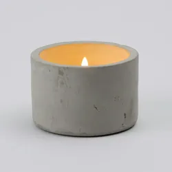 LED Kerze Betonoptik Zement Wachs 3D Flamme Timer H: 8cm für Innen grau