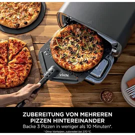 Ninja MO201EU Artisan Outdoor-Elektro-Pizzaofen und Heißluftfritteuse Minibackofen, Grau (1760 Watt)