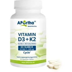 Vitamin D3 10.000 IE + Natto Vitamin K2 MK-7 Cyclo® 200 μg - 365 Tabletten 80g