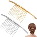 Minkissy 2 StüCk Haarkamm Hochzeit Gold Silber Braut-Hochzeits Haarkamm Aus Metall Eleganter Kopfschmuck MäDchen Seiten Haarspange FüR Alltag Festival Frisuren