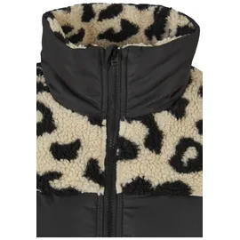 URBAN CLASSICS Ladies AOP Sherpa Mixed Puffer Jacket black/sandleo M - Beige/Schwarz - M