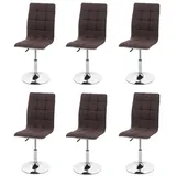 Mendler 6er-Set Esszimmerstuhl HWC-C41, Stuhl Küchenstuhl, höhenverstellbar drehbar, Stoff/Textil MVG ~ braun