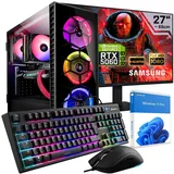 KRAFTPC Gaming PC Komplett Set Intel Core i9 12900KF - GeForce RTX5060 8GB -  1TB M.2 SSD - 32GB DDR4 - Windows 11 - WLAN - 27" TFT - Tastatur/Maus - Schwarz
