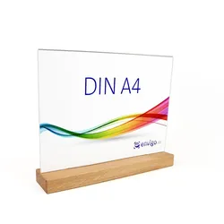 Tischaufsteller »Eiche« DIN A4 quer, Holz+Acrylglas